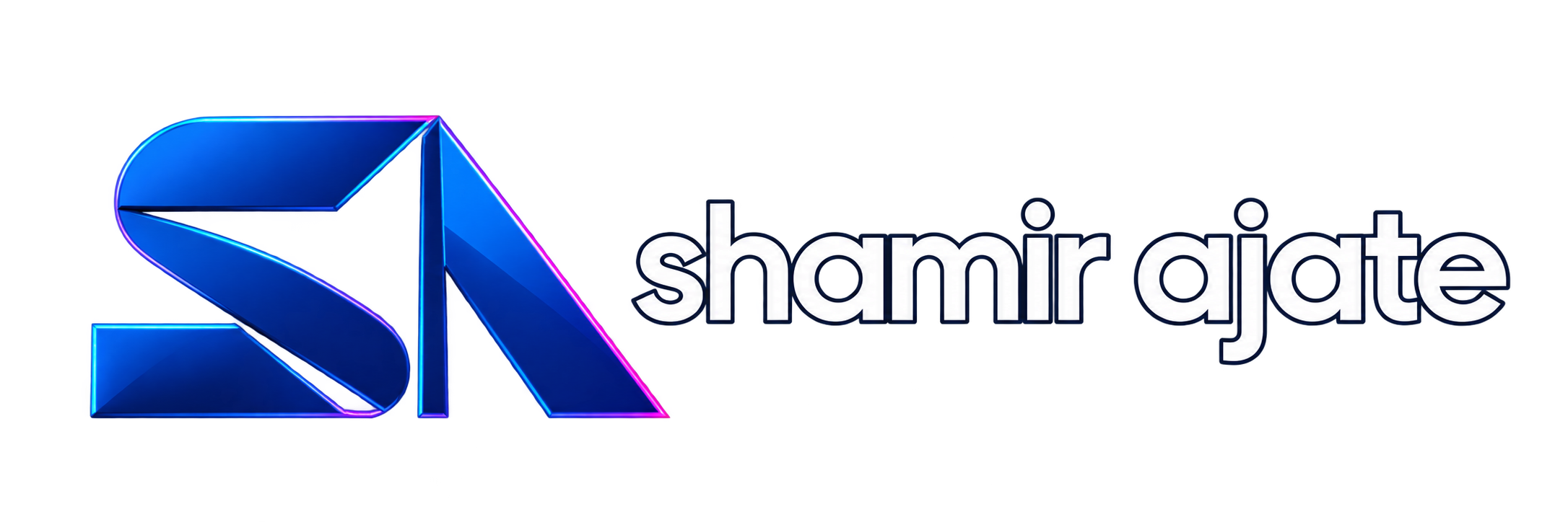 Shamir Ajate’s electric blue SA monogram and white wordmark